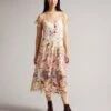 Ted Baker DAVIANA Embroidered Floral Mesh Dress, Nude/Multi