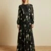 Ted Baker DEENHA Elderflower Floral Print Sleeve Maxi Dress, Black/Ivory