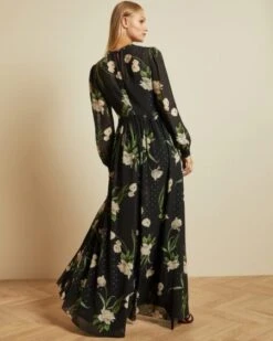 Front Page -EleganceWear Store ted baker deenha elderflower floral print maxi dress black ivory2 e1596381371580