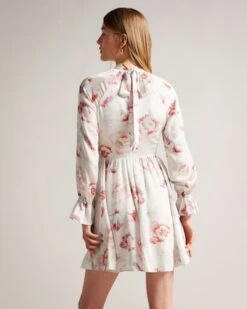 Ted Baker Dinnaa Floral Long Sleeve Mini Dress, Ivory/Multi -EleganceWear Store ted baker dinnaa floral long sleeve mini dress ivory multi2 copy