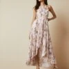 Ted Baker DIXXIE Cabana Pleated Maxi Dress, Light Pink/Multi