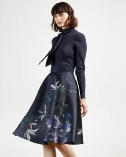 Ted Baker DOMINAA Pomegranate Full Skirt Dress, Navy/Multi