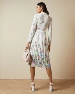 Ted Baker ELLIAN Pergola Long Sleeved Floral Midi Dress, Ivory/Multi -EleganceWear Store ted baker ellian pergola long sleeved midi dress ivory multi2