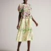 Ted Baker Elliino MIB Chuck On Dress With Cut Out Detail, Yellow/Multi