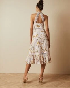 Ted Baker Floral Jacquard V Neck Midi Dress, Light Pink/Multi -EleganceWear Store ted baker floral jacquard v neck midi dress light pink multi1 e1588863205345