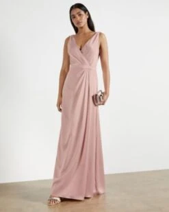 Ted Baker FLORRAA Sleeveless Wrap Maxi Dress, Dusty Pink/Blush