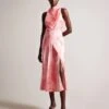 Ted Baker Foreste Cowl Neck Bias Cut Midi Dress, Coral