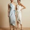 Ted Baker GABIE One Shoulder Drape Midi Dress, Light Blue