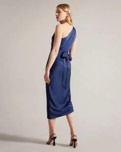 Ted Baker Gabie One Shoulder Drape Midi Dress, Dark Blue -EleganceWear Store ted baker gabie one shoulder drape midi dress dark blue2