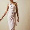 Ted Baker Gabie One Shoulder Drape Midi Dress, Light Pink/Blush