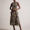 Ted Baker Gloriha Sleeveless Waterfall Maxi Dress, Black/Multi