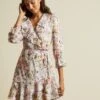 Ted Baker GRACYE Jasmine Ruffle Wrap Dress, Pink Blush/Multi
