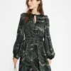 Ted Baker JULIYE Oversized Palm Print Belted Midaxi Dress, Green/Multi