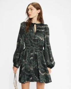 Ted Baker JULIYE Oversized Palm Print Belted Midaxi Dress, Green/Multi