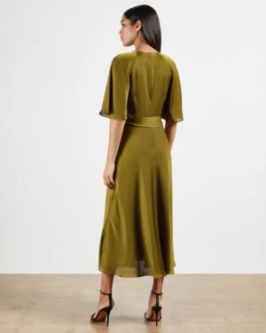 Ted Baker HARIIET Raglan Sleeve Tea Midi Dress, Khaki Green 2 Ted Baker HARIIET Raglan Sleeve Tea Midi Dress, Khaki Green - Image 2