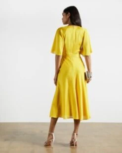 Ted Baker HARIIET Raglan Sleeve Tea Midi Dress, Yellow -EleganceWear Store ted baker hariiet raglan sleeve tea midi dress yellow1 e1612362618987