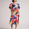 Ted Baker HARPIA Floral Print Midi Dress, Blue/Multi