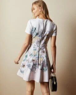 Ted Baker HAYLINN Woodland Skater Dress, Pale Pink/Multi 3 Ted Baker HAYLINN Woodland Skater Dress, Pale Pink/Multi -EleganceWear Store ted baker haylinn woodland skater dress pale pink multi2