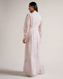 Ted Baker Huron Long Sleeve Maxi Dress With Blouson Sleeve, Blush/Light Pink -EleganceWear Store ted baker huron long sleeve maxi dress with blouson sleeve blush light pink2