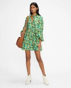 Ted Baker ILVA Full Floral Skirted Mini Dress, Green/Multi