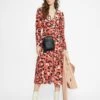 Ted Baker ISBEIL Rouleau Midi A-line Shirt Dress, Coral/Multi