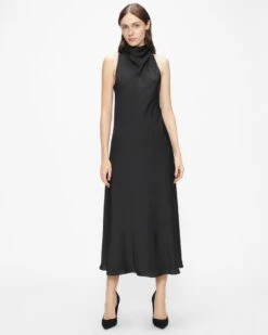 Ted Baker JOIYA Cowl Neck Sleeveless Midi Dress, Black