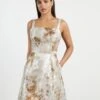Ted Baker JONIEE Vanilla Jacquard Mini Dress, Silver/Gold/White