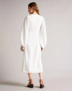 Ted Baker Jordis Button Through Midi Dress, White/Multi 3 Ted Baker Jordis Button Through Midi Dress, White/Multi -EleganceWear Store ted baker jordis button through midi dress white multi1 e1646378367464