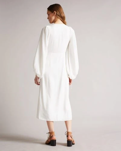 Ted Baker Jordis Button Through Midi Dress, White/Multi 2 Ted Baker Jordis Button Through Midi Dress, White/Multi - Image 2