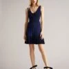 Ted Baker Julote Flippy Knit Skater Dress, Navy Blue