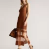 Ted Baker Kalara Metallic Midaxi Dress, Brown