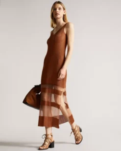 Ted Baker Kalara Metallic Midaxi Dress, Brown