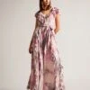 Ted Baker Karenie Frilled Floral Maxi Dress, Pink/Blush/Multi