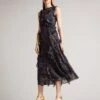 Ted Baker Karolia Sleeveless Waterfall Midi Dress, Navy/Multi