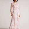 Ted Baker Kenddle Frill Detail Maxi Dress, Pale Pink/Blush/White
