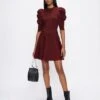Ted Baker LLORNA Statement Sleeve Skater Dress, Deep Purple/Red