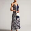 Ted Baker Lucyle Strappy V Neck Maxi Dress, Dark Navy/White