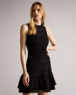 Ted Baker Maleko Lace Stitch Dress, Black