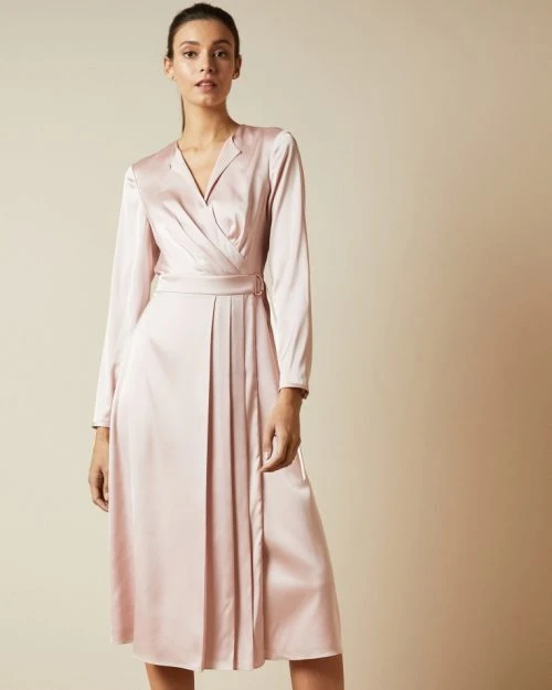 Ted Baker NEENHA Side Wrap Pleated Dress, Light Pink/Blush 1 Ted Baker NEENHA Side Wrap Pleated Dress, Light Pink/Blush