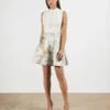 Ted Baker OLIIVEE Vanilla Jacquard Skirted Dress, White/Silver
