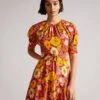 Ted Baker PATTI New World Self Belt Detail Mini Dress, Orange/Pink/Multi