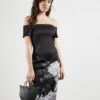 Ted Baker PEAONY Clove Bardot Bodycon Dress, Black/White