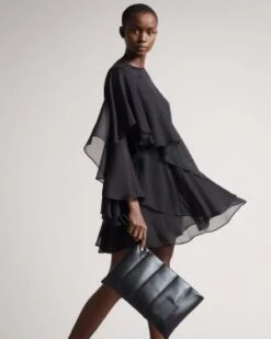 Ted Baker PEGASI Waterfall Ruffle Mini Dress, Black