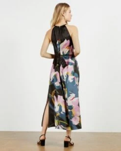 Ted Baker PIANA Urban Halterneck Midi Dress, Black/Multi -EleganceWear Store ted baker piana urban halterneck midi dress black multi1 e1616069891649