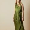 Ted Baker POHSHAN Keyhole Detail Midi Dress, Khaki Green