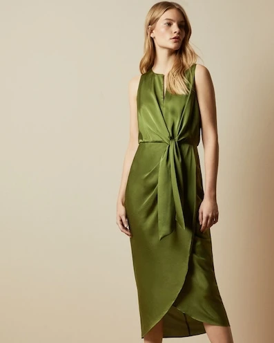 Ted Baker POHSHAN Keyhole Detail Midi Dress, Khaki Green 1 Ted Baker POHSHAN Keyhole Detail Midi Dress, Khaki Green