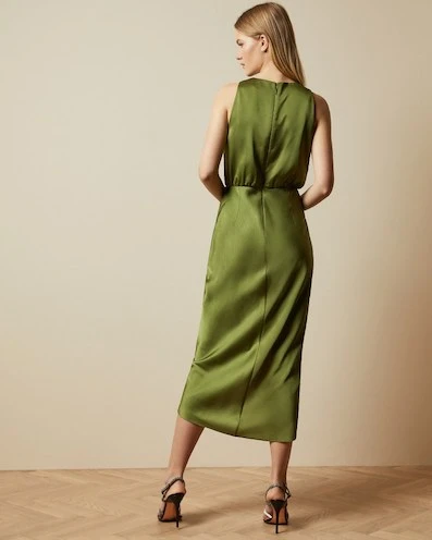 Ted Baker POHSHAN Keyhole Detail Midi Dress, Khaki Green 2 Ted Baker POHSHAN Keyhole Detail Midi Dress, Khaki Green - Image 2