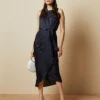 Ted Baker POHSHAN Keyhole Detail Midi Dress, Navy Blue