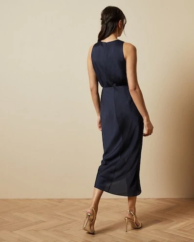 Ted Baker POHSHAN Keyhole Detail Midi Dress, Navy Blue 2 Ted Baker POHSHAN Keyhole Detail Midi Dress, Navy Blue - Image 2
