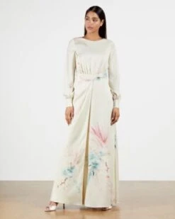 Ted Baker Rioni Twist Waist Detail Maxi Dress, Cream/Multi